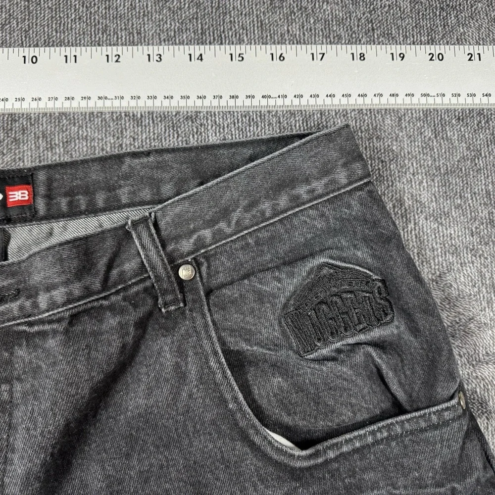Vintage UNK‎ NBA Denver Nuggets Jeans Men's 38 Black Denim Baggy Hip Hop Pants